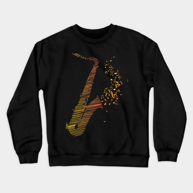 Creative Saxophone Art - Orange Mix Crewneck Sweatshirt by WIZECROW